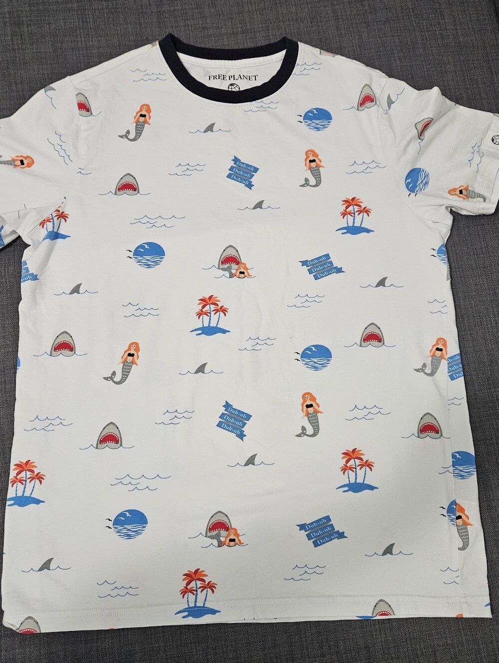 Free Planet T-shirt Suze S Unisex Cotton Whimsical Shark Mermaid Beach